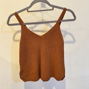 Knit tank top in tan color